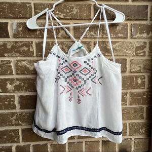 Alice Blue Embroidered Cami Tank Top adjustable straps, Large